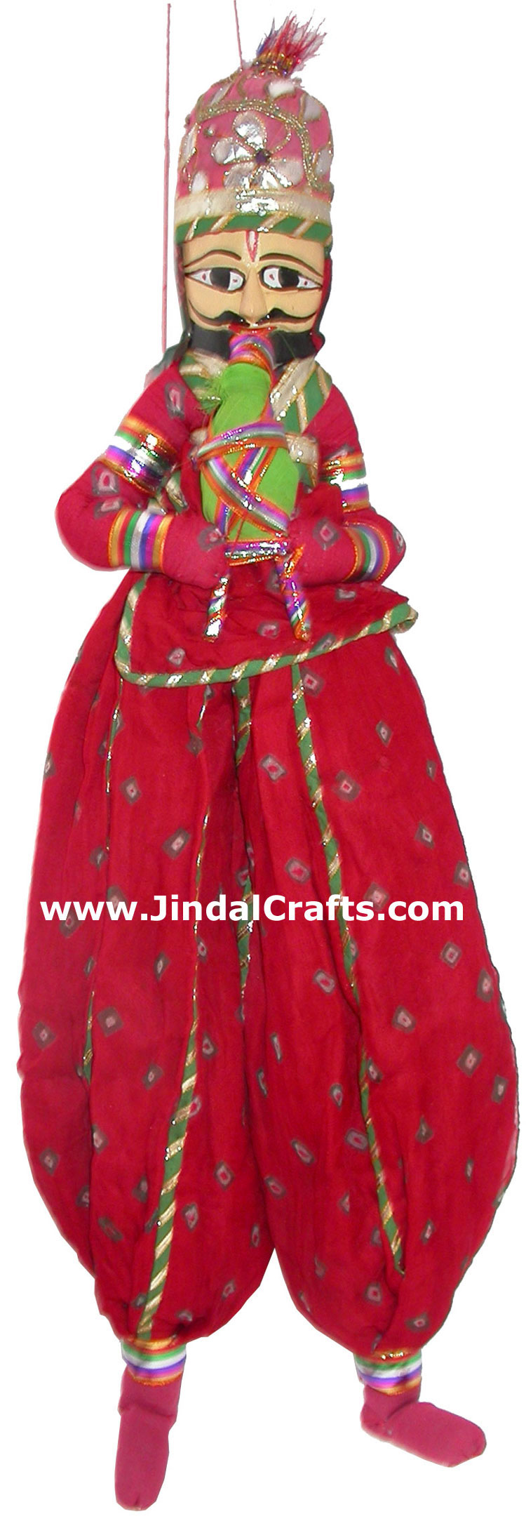 Decorative Wooden String Puppet Pair India Handmade Folk Crafts Traditional Arts