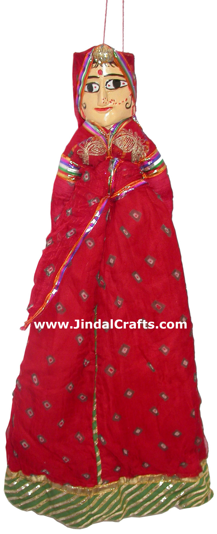 Decorative Wooden String Puppet Pair India Handmade Folk Crafts Traditional Arts