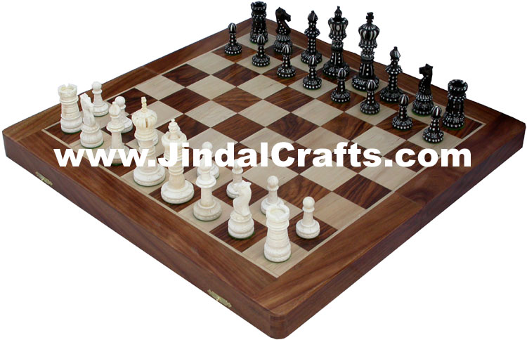 Handmade Wooden Indian Chess Board Set India Handicrafts Arts Crafts Sheesham