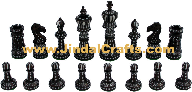 Handcrafted Wooden Indian Chess Figures India Handicrafts Arts Crafts