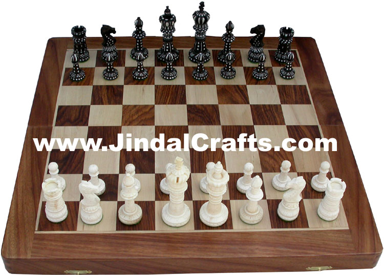 Handcrafted Wooden Indian Chess Figures India Handicrafts Arts Crafts