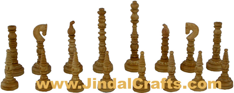Handcrafted Wooden Indian Chess Figures India Handicrafts Arts Craft
