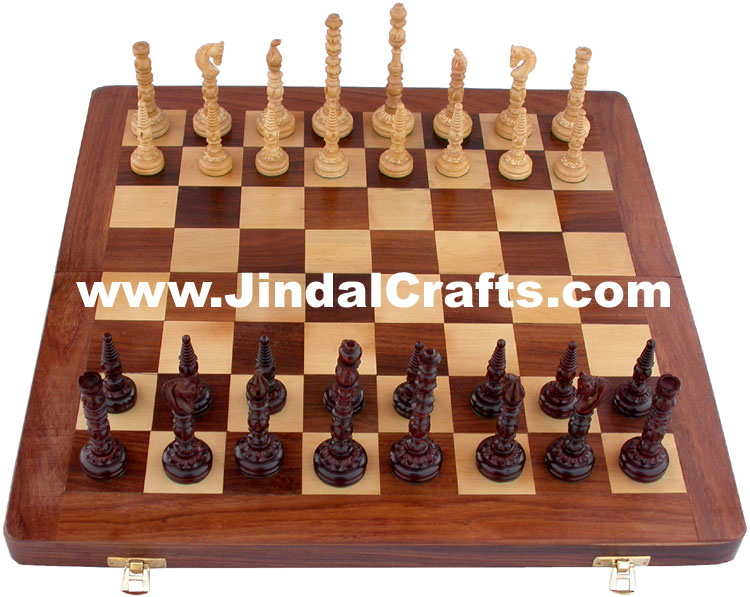 Handcrafted Wooden Indian Chess Figures India Handicrafts Arts Craft