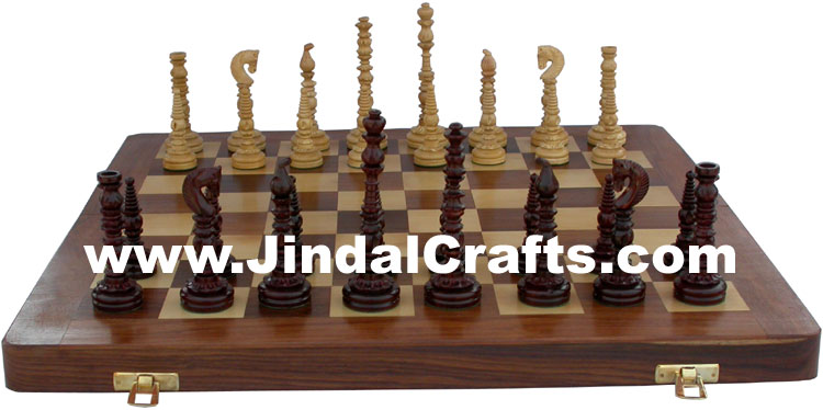 Handcrafted Wooden Indian Chess Figures India Handicrafts Arts Craft
