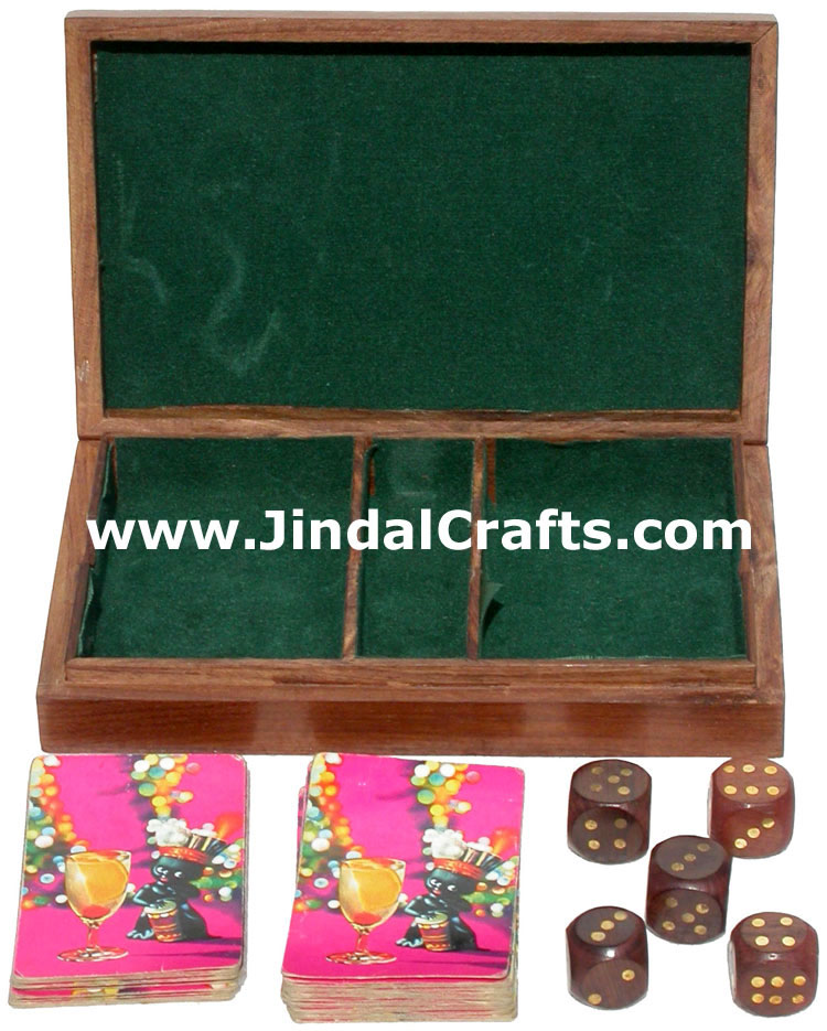 Cards and Dices Handmade Wooden Traditional Game India