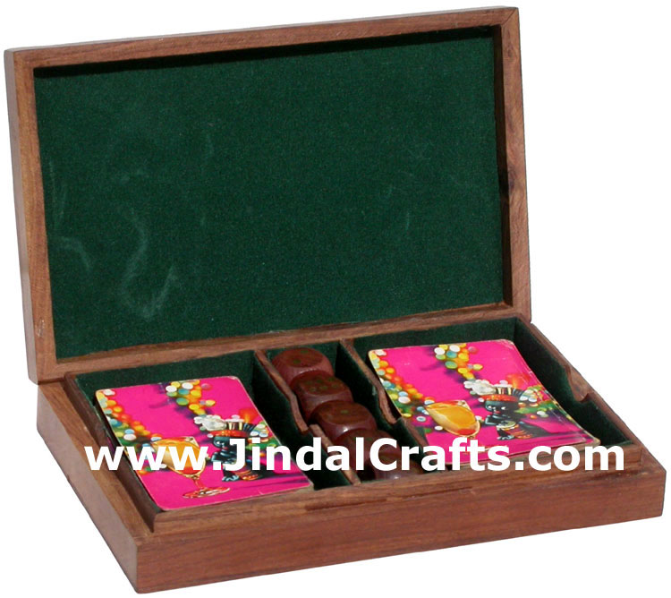 Cards and Dices Handmade Wooden Traditional Game India