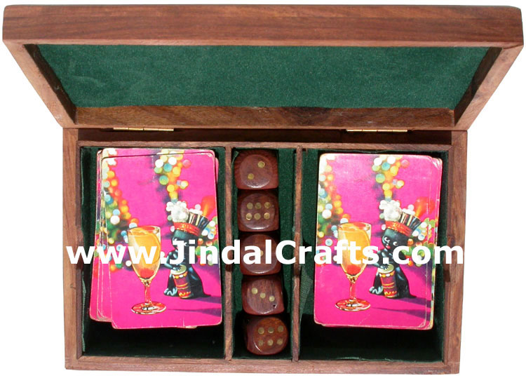 Cards and Dices Handmade Wooden Traditional Game India