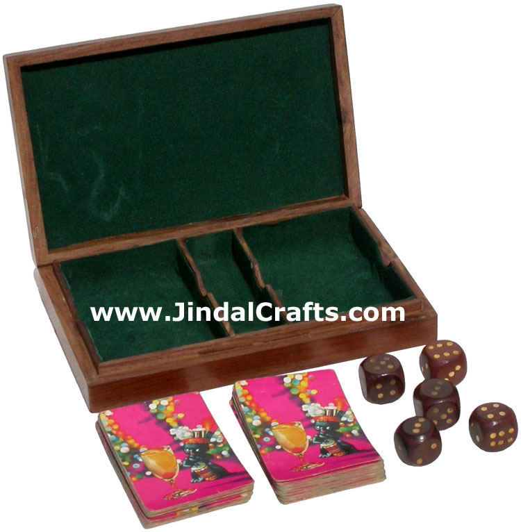 Cards and Dices Handmade Wooden Traditional Game India