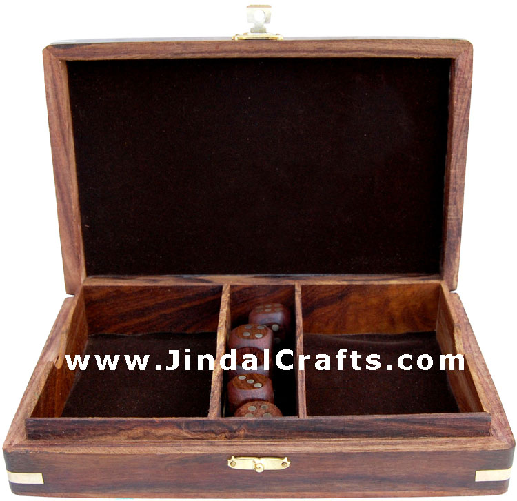 Double Card / Dice Box - Indian Traditional Wooden Game