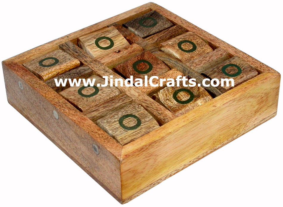 Wooden Tic Tac Toe Game Indian Art Craft Handicraft Traditional Game