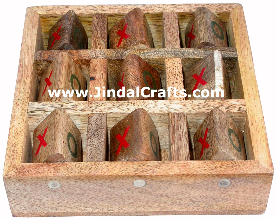 Wooden Tic Tac Toe Game Indian Art Craft Handicraft Traditional Game