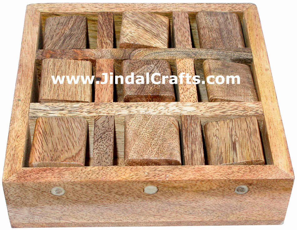 Wooden Tic Tac Toe Game Indian Art Craft Handicraft Traditional Game