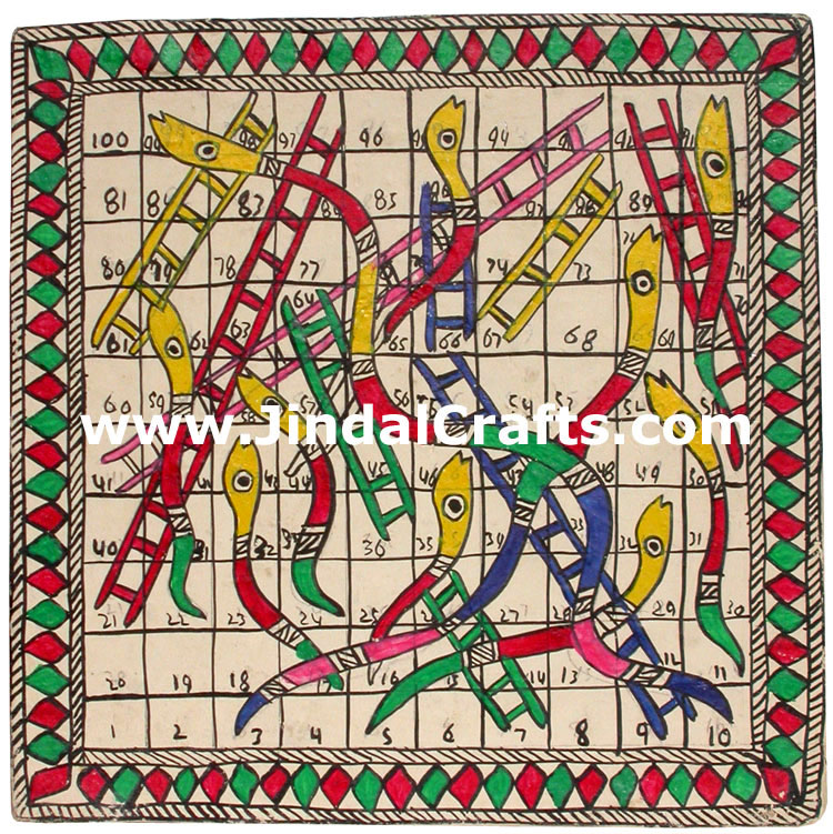Handmade Papier Mache Snakes and Ladders Game