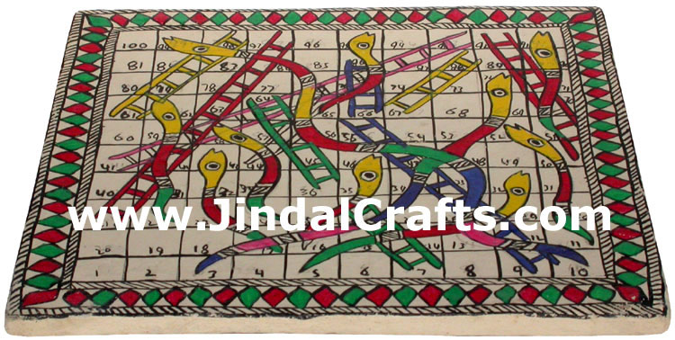 Handmade Papier Mache Snakes and Ladders Game