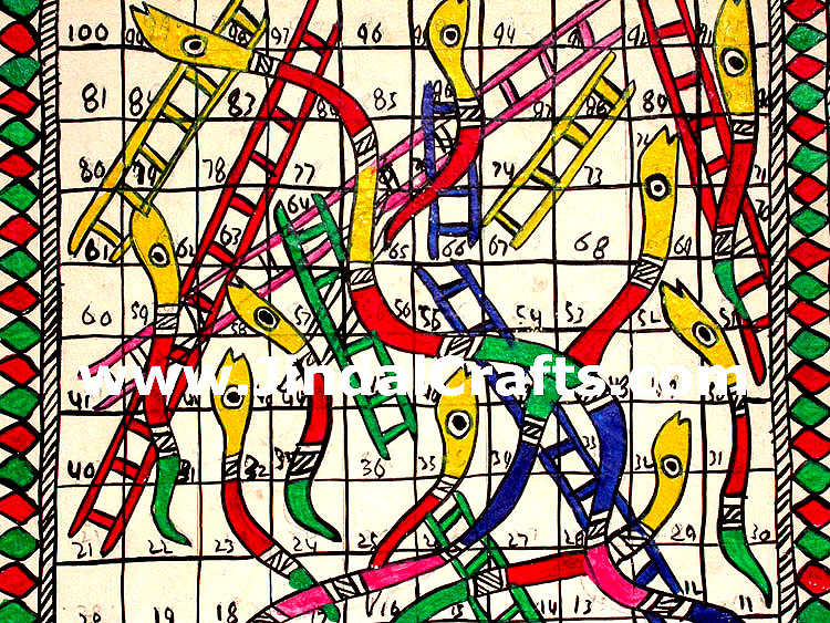 Handmade Papier Mache Snakes and Ladders Game