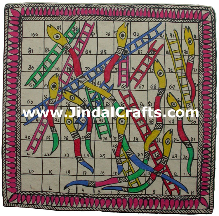 Handmade Papier Mache Snakes and Ladders Game