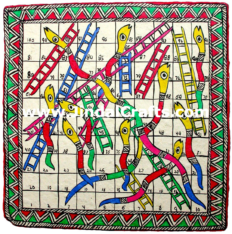 Handmade Papier Mache Snakes and Ladders Game
