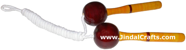 Wooden Skipping Jump Rope Hand Painted Natural Colours Health Fitness Exercise