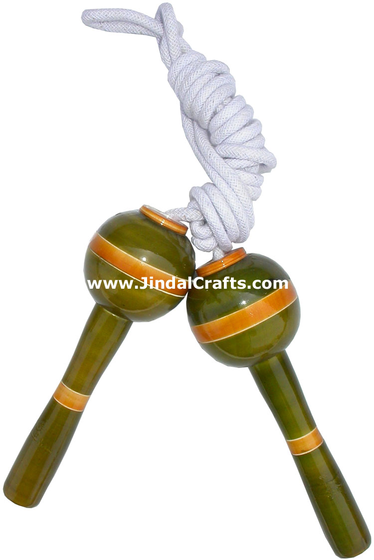 Wooden Skipping Jump Rope Hand Painted Natural Colours Health Fitness Exercise