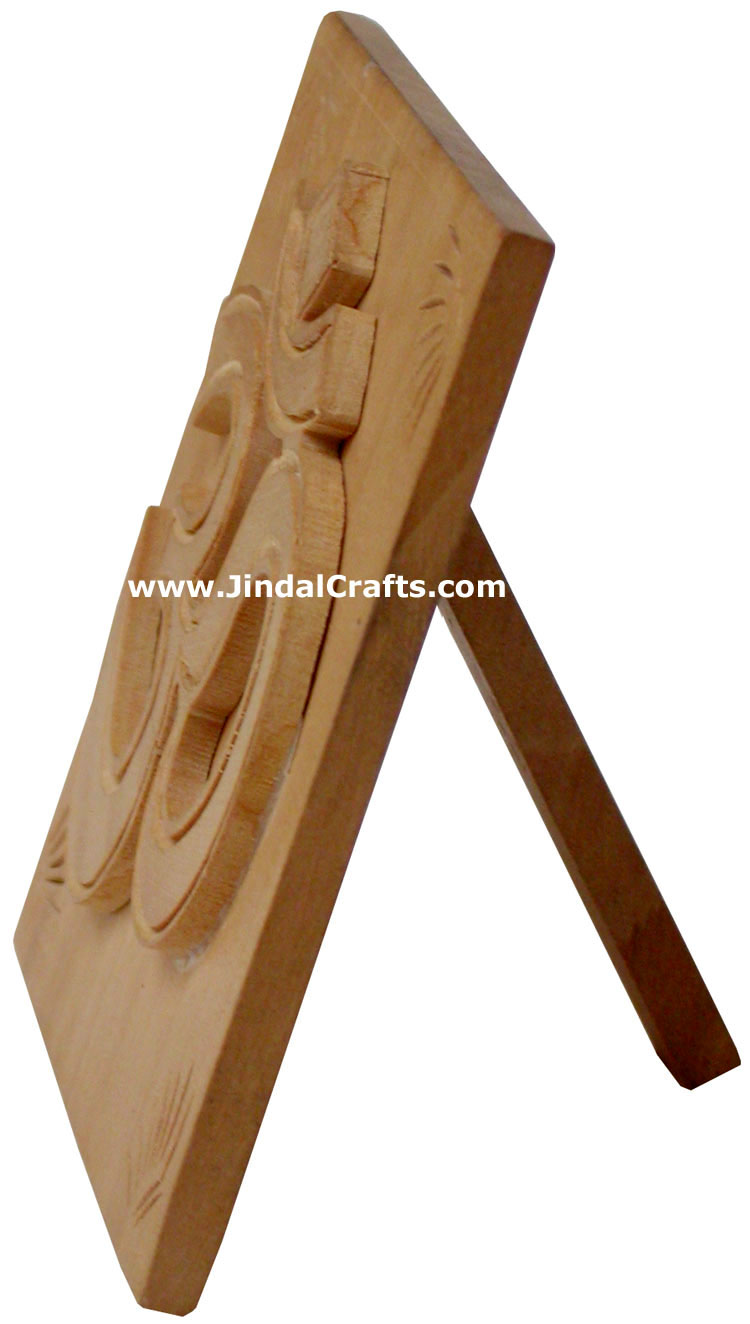 OM Hand Carved Hindu Religious Wooden Symbol from India