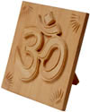 OM Hand Carved Hindu Religious Wooden Symbol from India